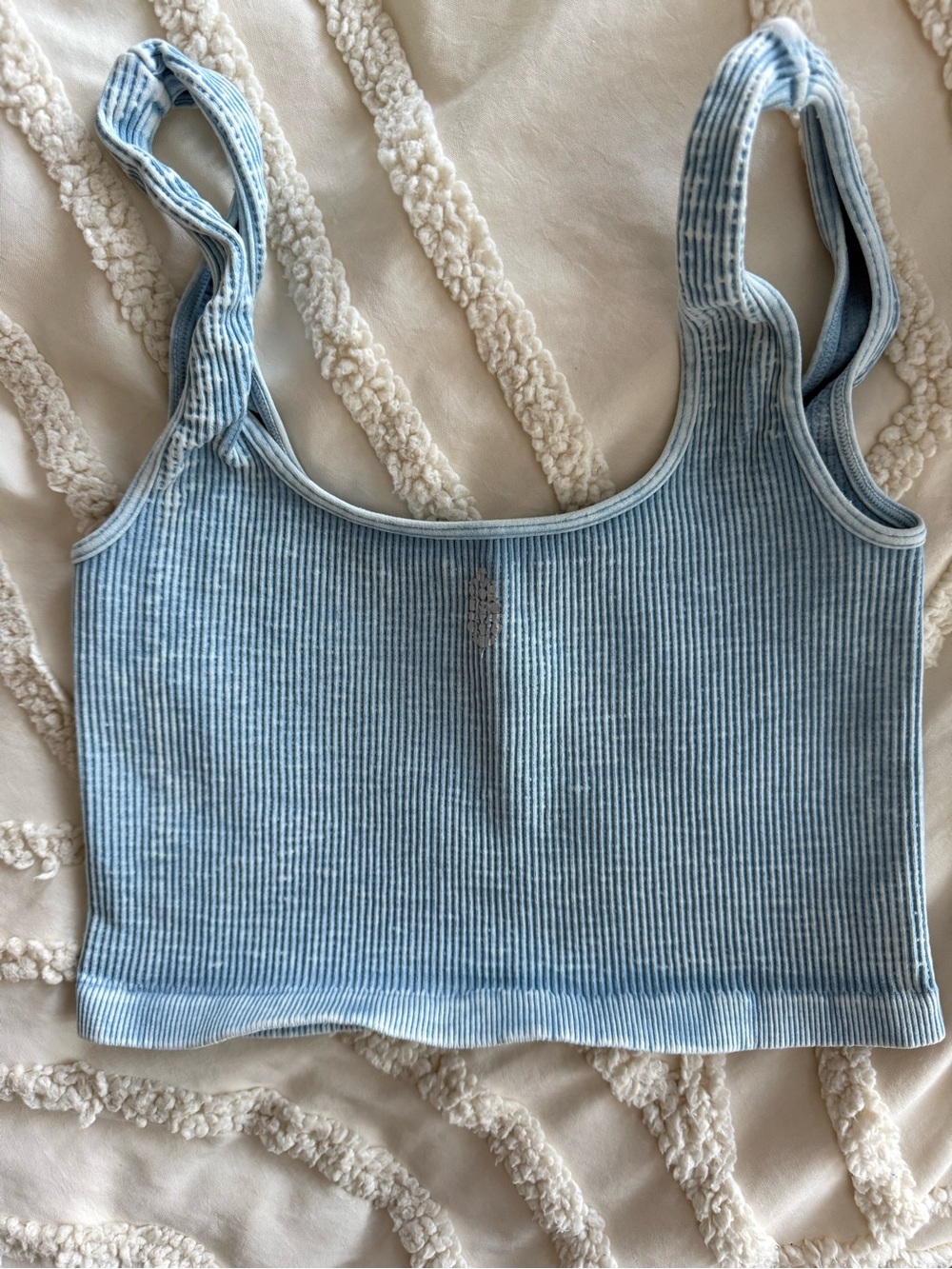 Free People Light Blue Ribbed Crop Tank